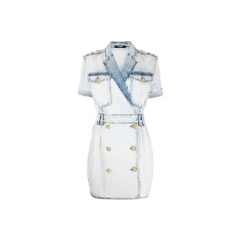 BALMAIN Double breasted Denim Dress