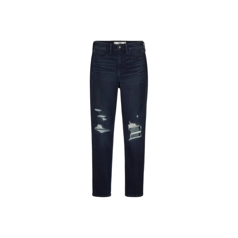 Hollister Jeans Women's Ripped Dark Blue-0
