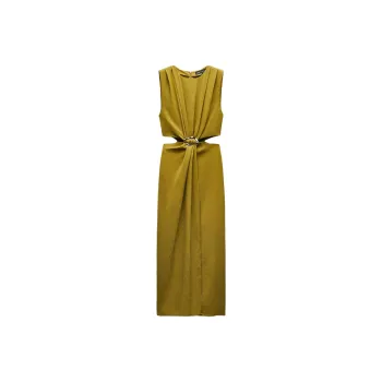 ZARA Sleeveless Dress Women's Olive Green