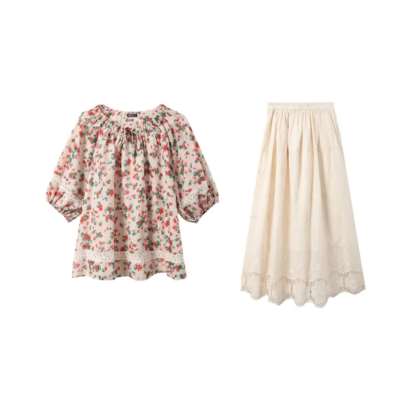 Adeworn Skirt Set Women's Apricot-0