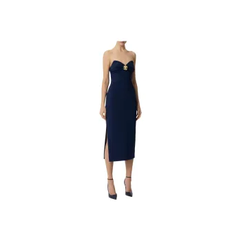 Elisabetta Franchi Macro Bow Flowing Crêpe Sheath Dress