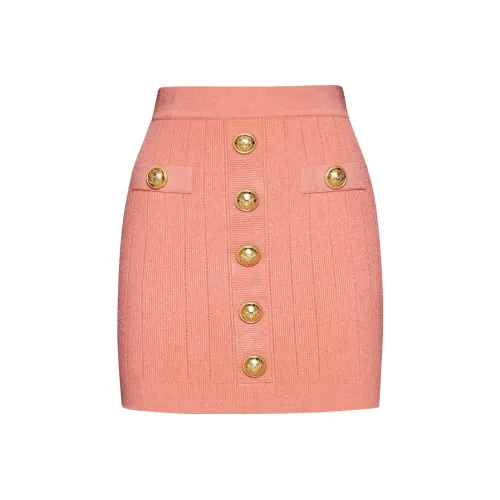 BALMAIN Casual Short Skirts Women's Peach Pink