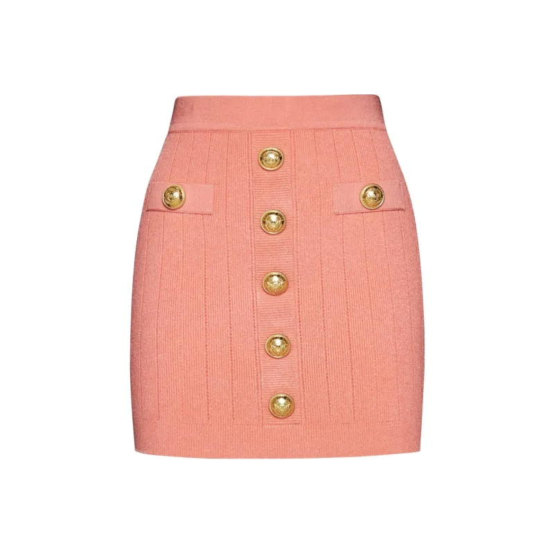 BALMAIN Buttoned Knitted Midi Skirt-0