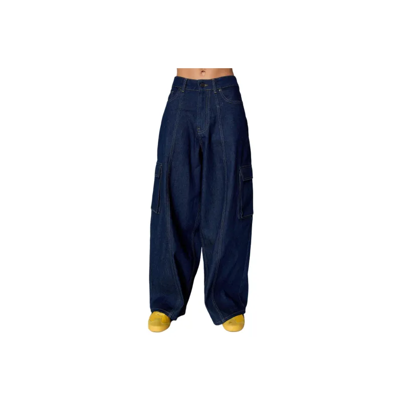 NASTY GAL Cargo Denim Jean Jeans Women's Indigo-0