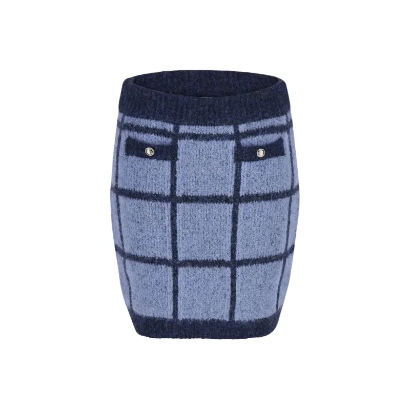GUESS Check Sweater Mini Skirt Casual Short Skirts Women's Blue-0