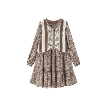 EICHITOO Skirt Set Women's Dark Brown Pattern
