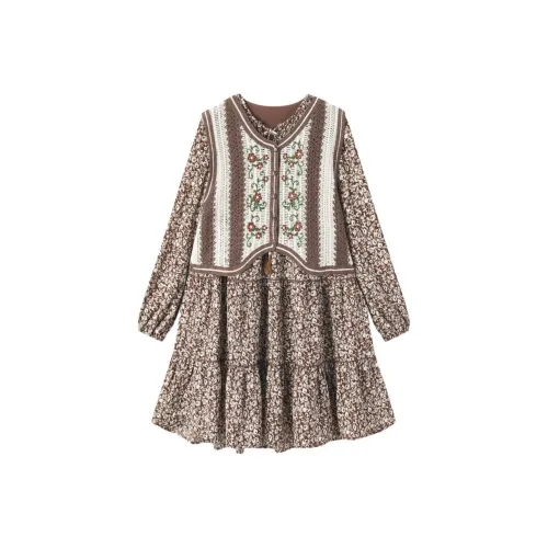 EICHITOO Skirt Set Women's Dark Brown Pattern