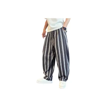 FRQ Casual Pants Unisex Black White Stripes