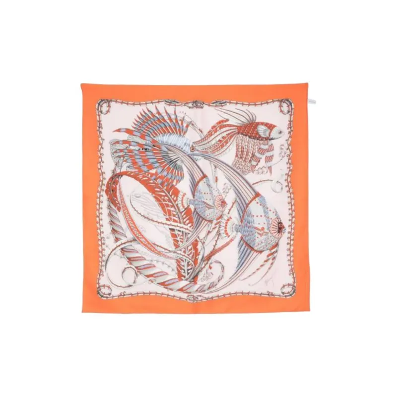 FERRAGAMO Silk Scarves Women's Orange-0