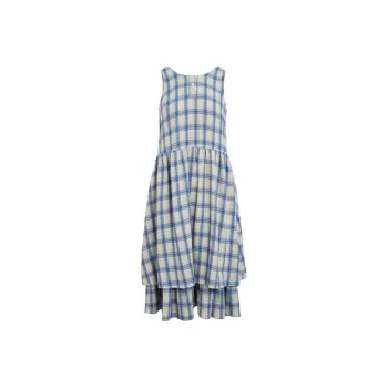 URBAN REVIVO Sleeveless Dress Women's Royal Blue Plaid