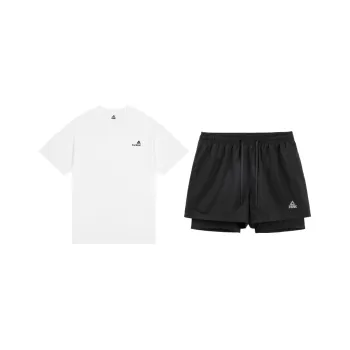 PEAK Casual Sportswear Unisex White Top+Black Shorts