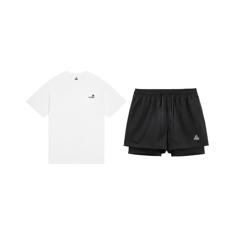 PEAK Casual Sportswear Unisex White Top+Black Shorts-0