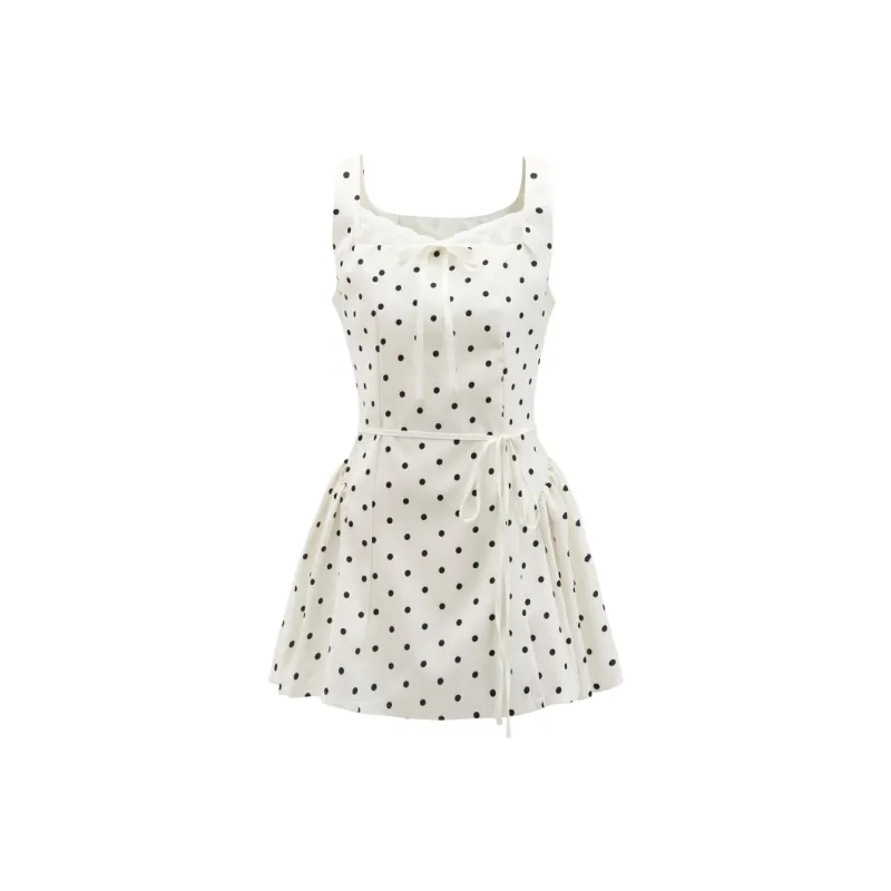 XIAOJUCHUANLI Slip Dress Women's Apricot Base Polka Dot-0