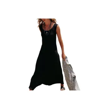 FREE PEOPLE Ash Midi Sleeveless Dress Women's Black