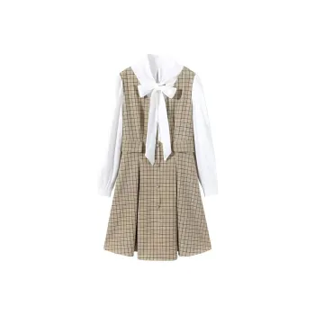 EICHITOO Long Sleeved Dress Women's Light Green Plaid 20