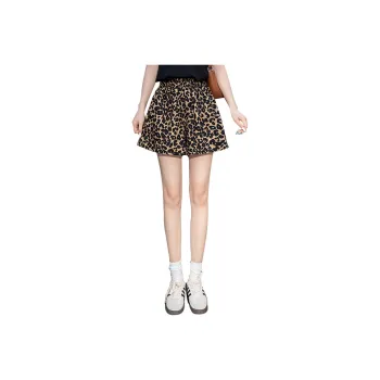 Cypress House Casual Shorts Women's Black Coffee Leopard Print