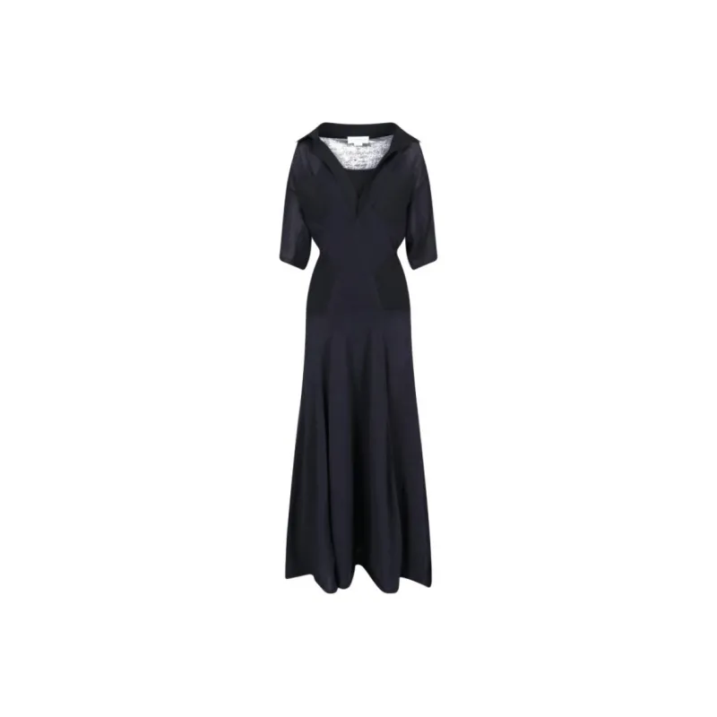 Victoria Beckham Plunging V Neck Knitted Dress-0
