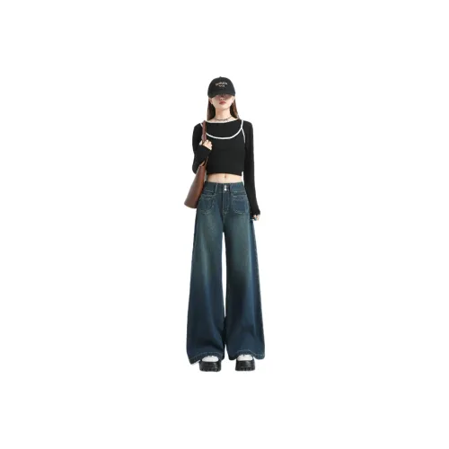 Oudifu Jeans Women's Dark Blue