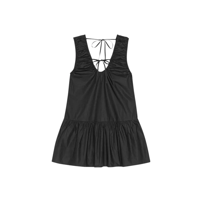 GANNI V-Neck Poplin Mini Dress-0