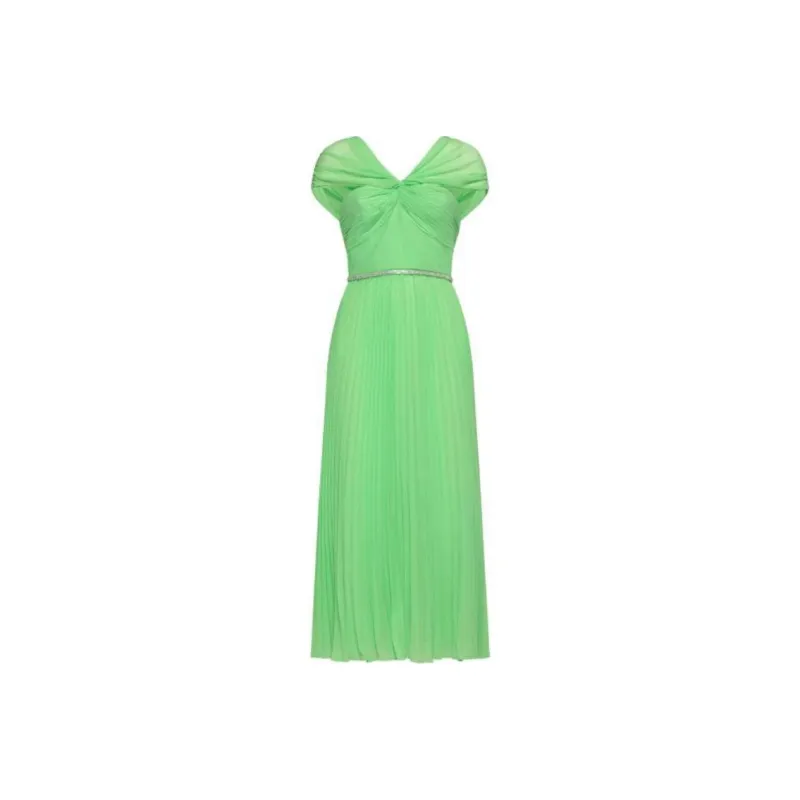 Self portrait V Neck Pleated Dress-0