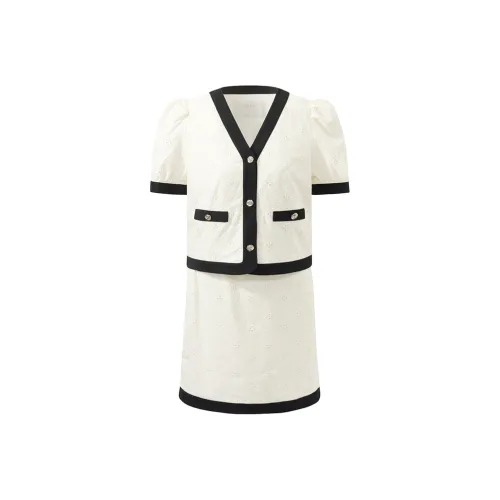 GOELIA Two Piece Skirt Sets Women's Beige