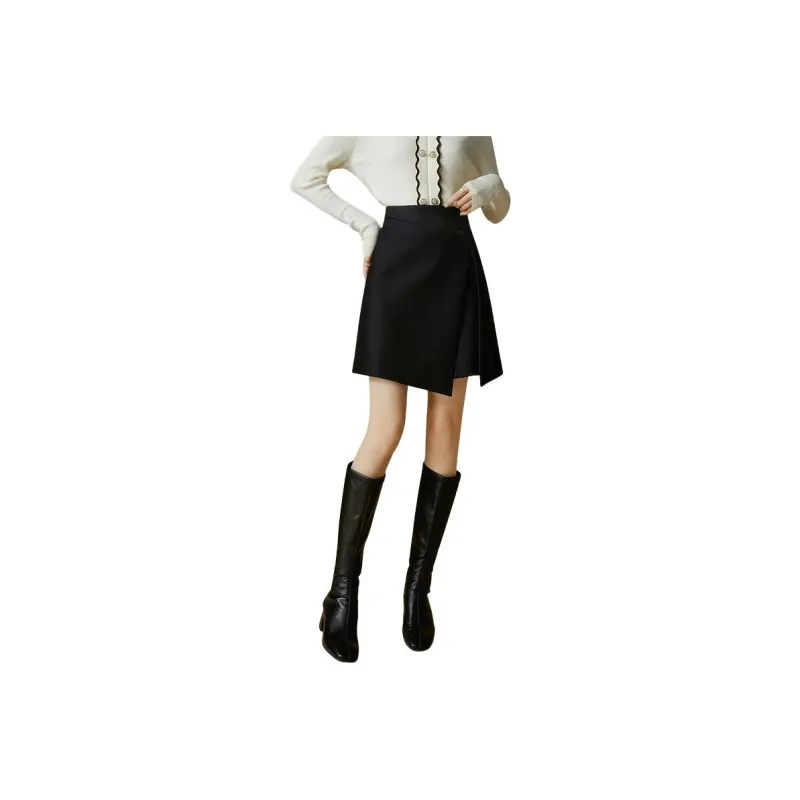 Late White Casual Short Skirts Women's Black-0