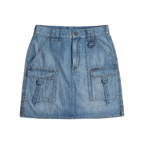 G STAR RAW Casual Short Skirts Women's Off White Dark Blue