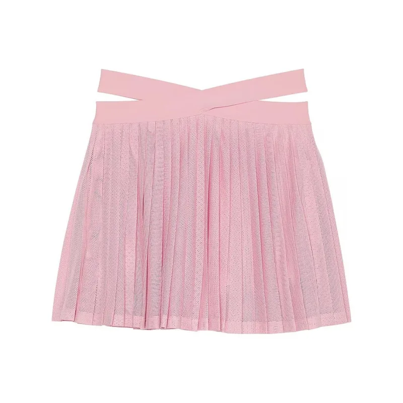 Victoria's Secret VS Elevate Strappy Mesh Mini Skirt / Vs White Casual Short Skirts Women's Pink-0