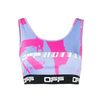 OFF WHITE Logo Print Sports Bra Pink/Purple