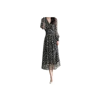 Mapping Long-Sleeved Dresses Women's Jasmine Floral Pattern