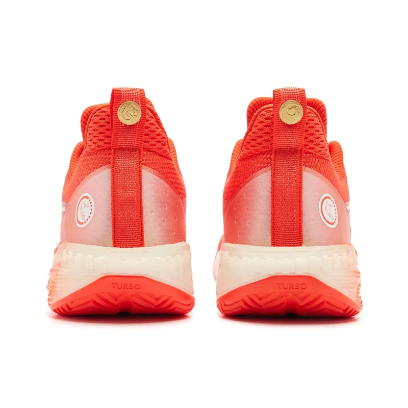 QIAODAN FE3.0 Support Rebound Lightweight Low Top Basketball Shoes Men's Bright Orange Jordan White-4