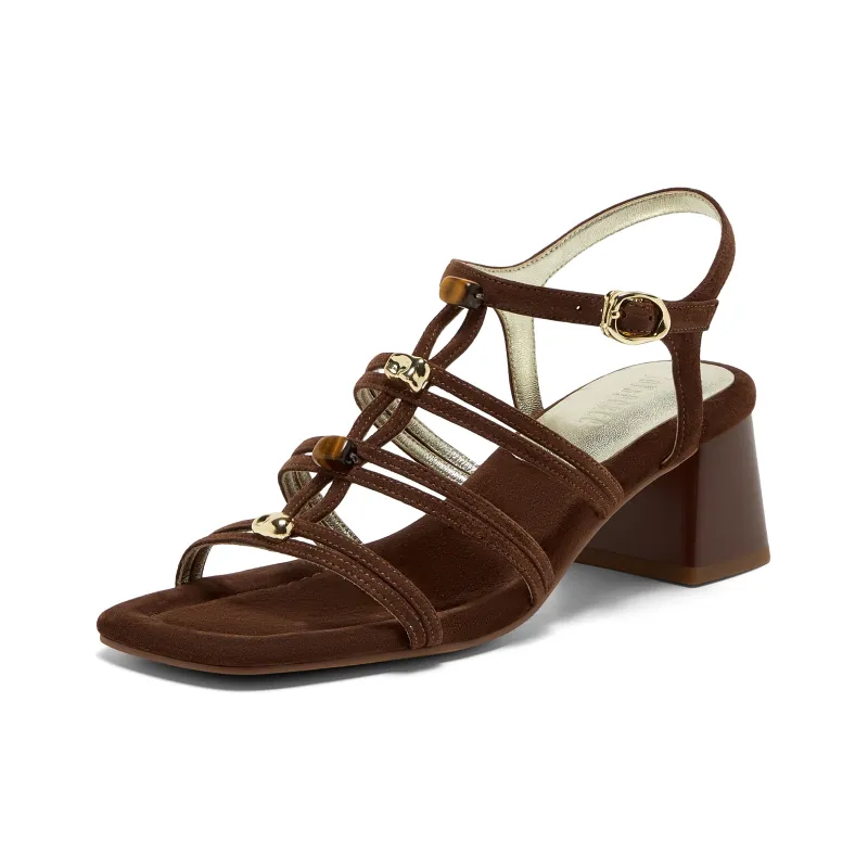Joypeace Wishing Stone Roman Sandals Women's Coffee-1