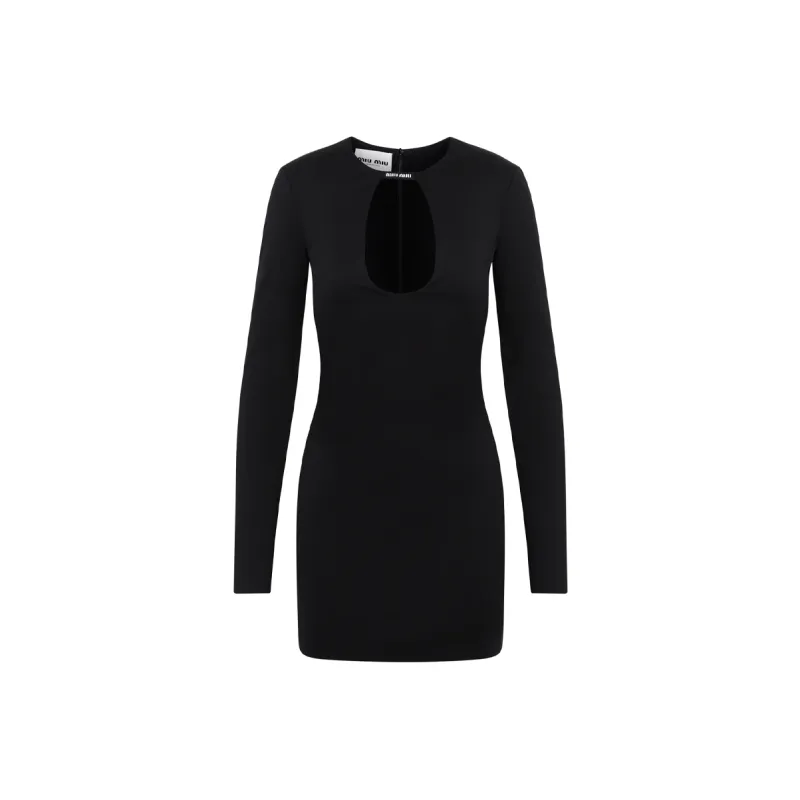 MIU MIU Cut Out Long Sleeved Dress-0