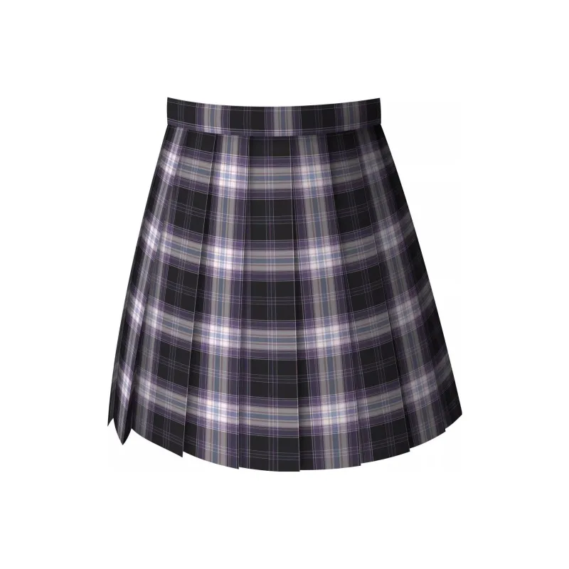 SHENBEI JK Casual Short Skirts Women's Purple Plaid City Skirt-0