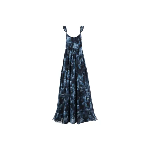 Selkie Collection Slip Dress Women's Deep Blue With Ink Splatter Print