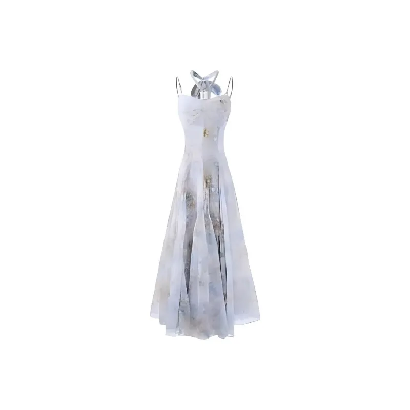 DOSOHEB Slip Dress Women's Water Wave Blue-0