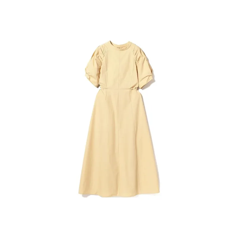 Beams Short Sleeved Dress Women's Yellow-0