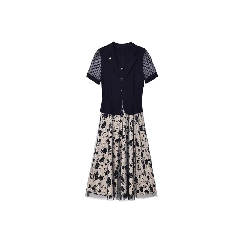 Mapping Short Sleeved Dresses Women's Black-0