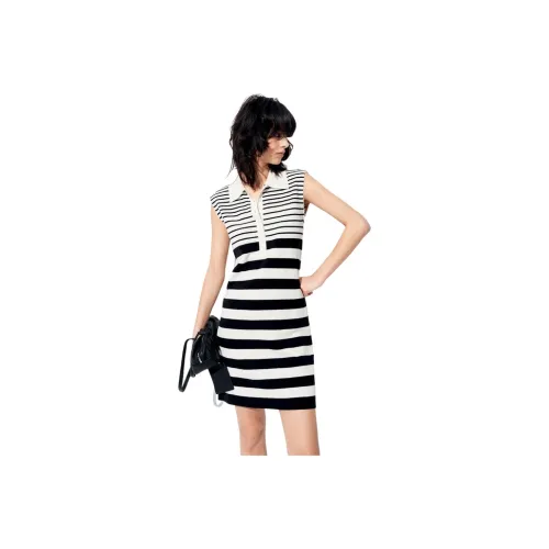 MOCO Sleeveless Dress Women's White Black Stripes