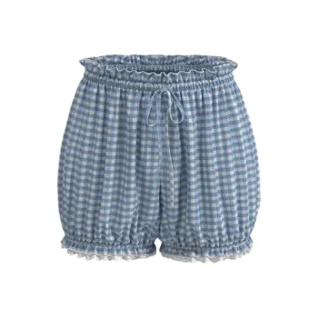URBAN REVIVO Casual Shorts Women's Sky Blue Plaid