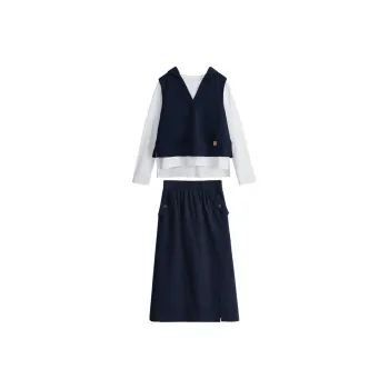 Initial Language Casual Suit Women's Navy Blue