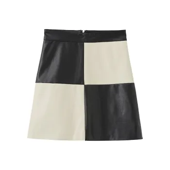 Cubic Casual Short Skirts Women's Black & Beige