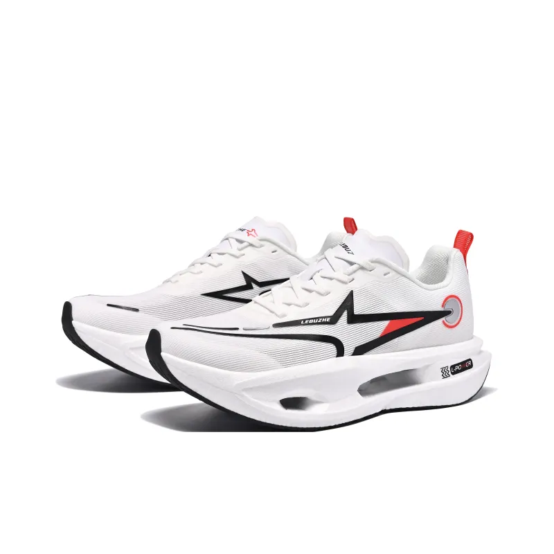 LEBUZHE Running Shoes Unisex Low Top White, Black-1