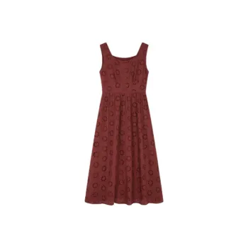 Mo Han Yi Mei Sleeveless Dress Women's Vintage Red