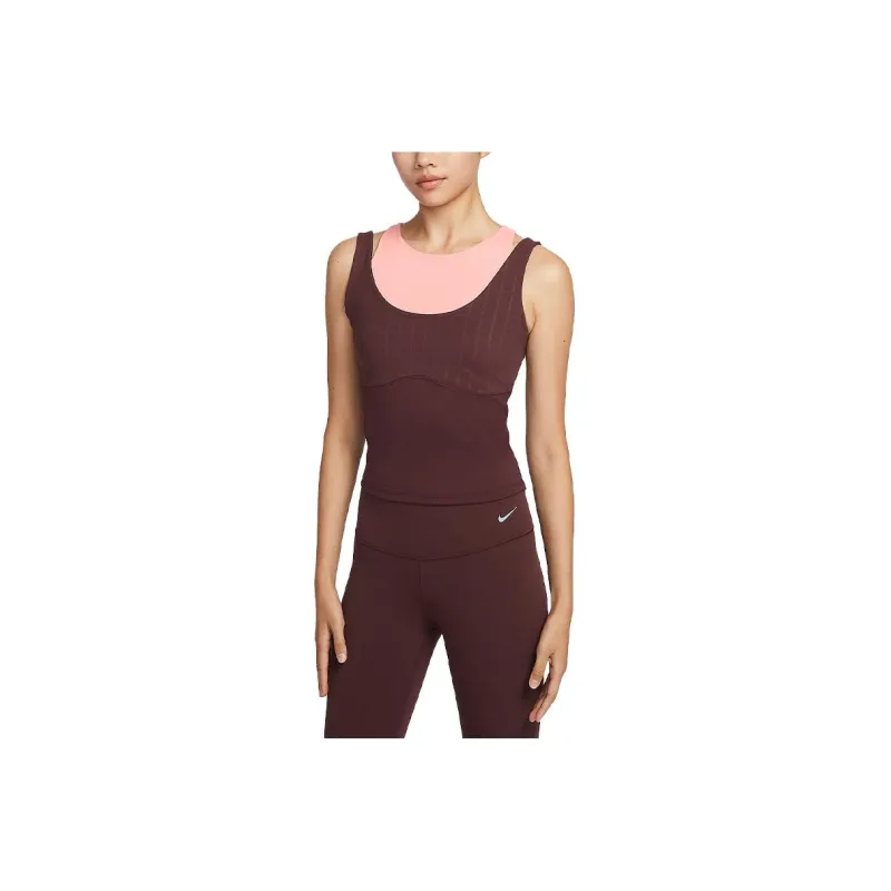 Nike Dri Fit Sleeveless Sports Shirts Women's Earth Umber-0