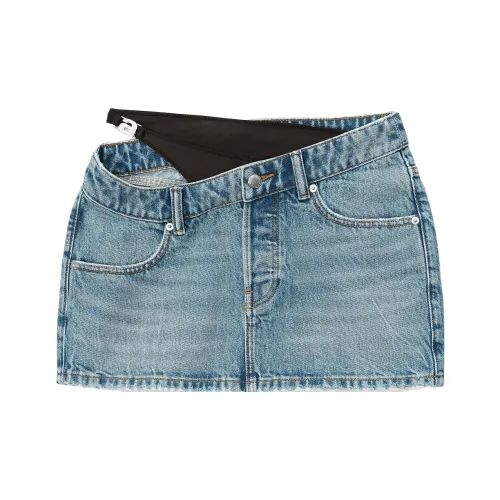 Alexander Wang Asymetrical Waistband Mini Bikini Skirt Light Indigo