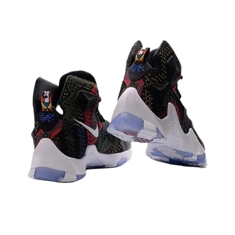 Nike Lebron 13 Anti Slip Wear Resistant High Top Basketball Shoes Men's Black Red-2