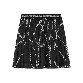 VERSACE Chain link Print Pleated Skirt