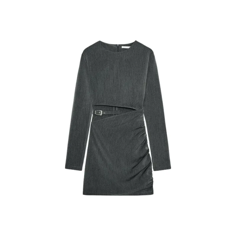 ZARA Long-Sleeved Dresses Women's Gray-0