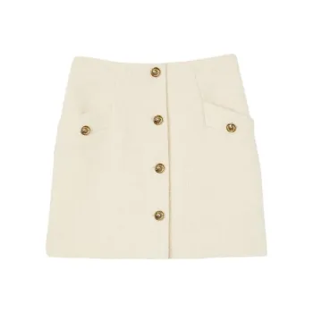 Sandro Button embellished Bouclé Miniskirt